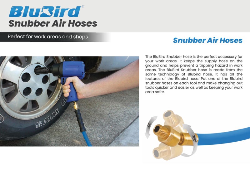 BLUBIRD BBSR3805 3/8" x 5' Rubber Air Snubber Hose, 100% Rubber, Lightest, Strongest, Most Flexible, 300 PSI, 50F to 190F Degrees, Ozone Resistant, High Strength Polyester Braided - Image 1